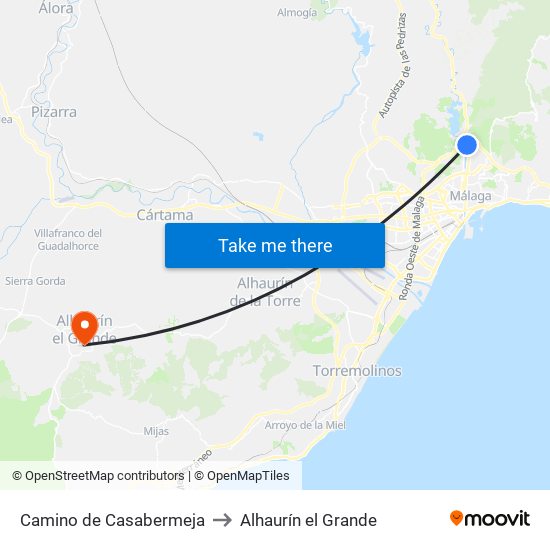 Camino de Casabermeja to Alhaurín el Grande map