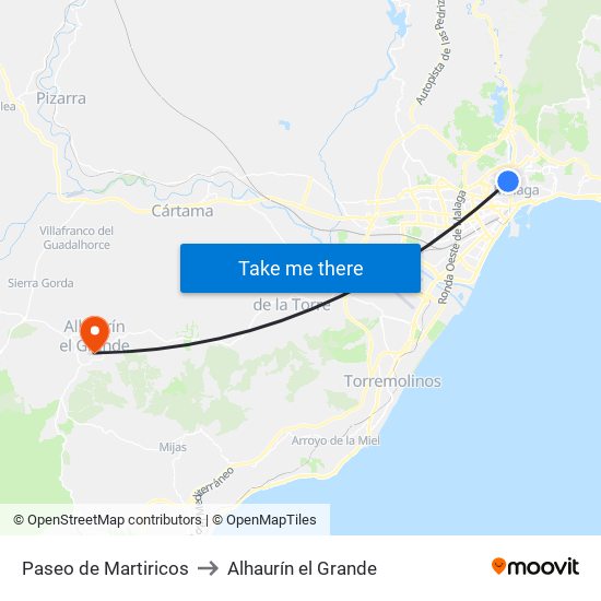 Paseo de Martiricos to Alhaurín el Grande map