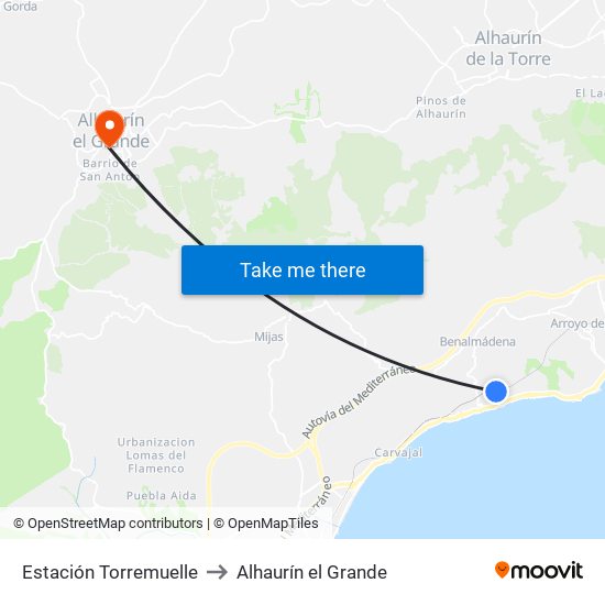 Estación Torremuelle to Alhaurín el Grande map