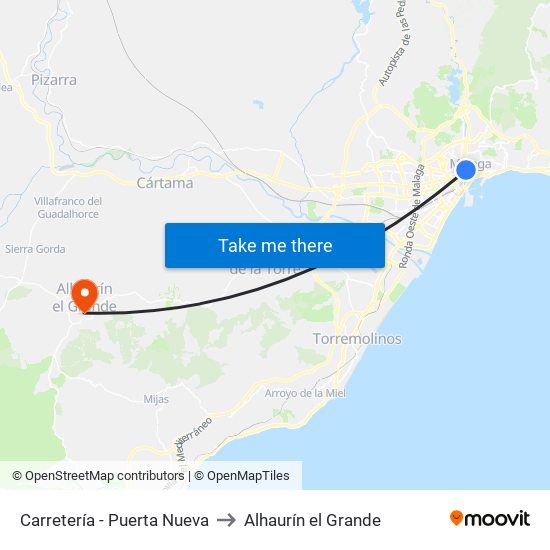 Carretería - Puerta Nueva to Alhaurín el Grande map