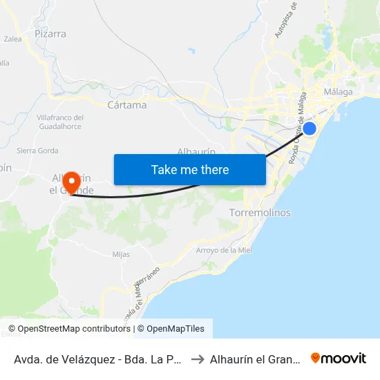 Avda. de Velázquez - Bda. La Paz to Alhaurín el Grande map