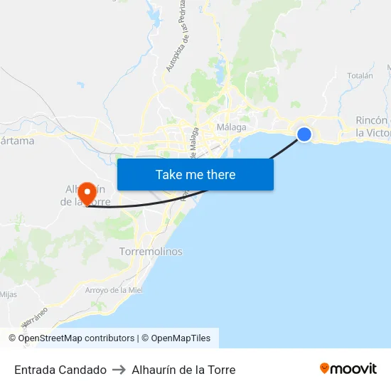 Entrada Candado to Alhaurín de la Torre map