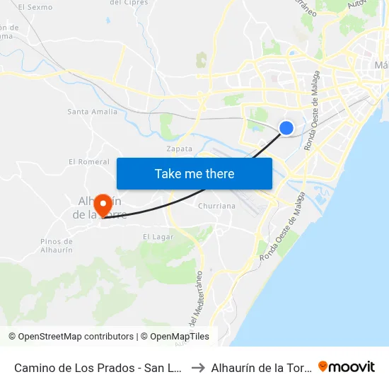 Camino de Los Prados - San Luis to Alhaurín de la Torre map