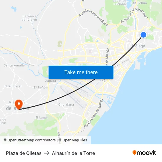 Plaza de  Olletas to Alhaurín de la Torre map