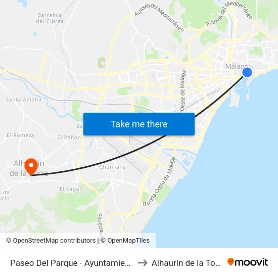 Paseo Del Parque - Ayuntamiento to Alhaurín de la Torre map