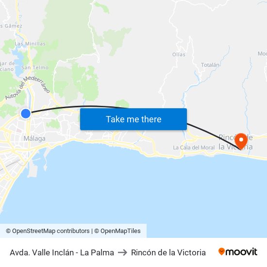 Avda. Valle Inclán - La Palma to Rincón de la Victoria map