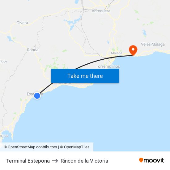 Terminal Estepona to Rincón de la Victoria map