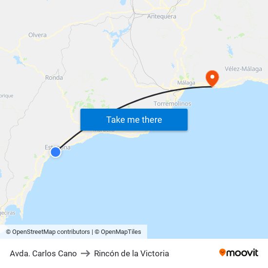 Avda. Carlos Cano to Rincón de la Victoria map