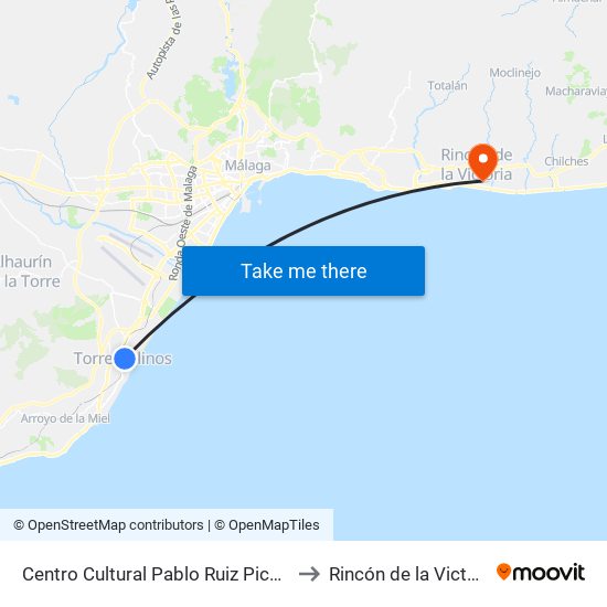 Centro Cultural Pablo Ruiz Picasso to Rincón de la Victoria map