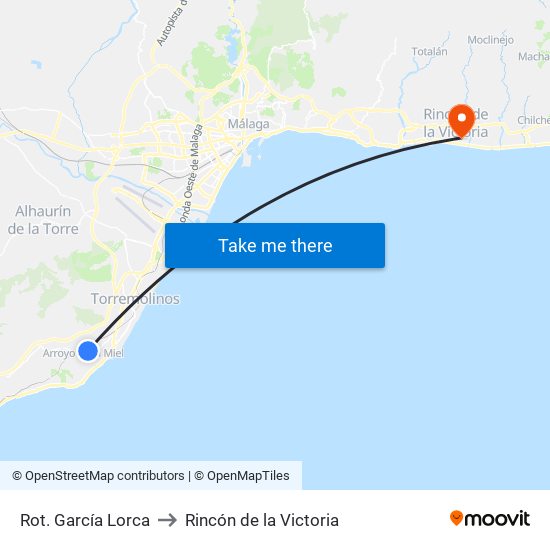 Rot. García Lorca to Rincón de la Victoria map