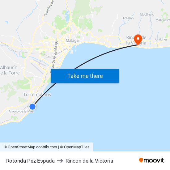 Rotonda Pez Espada to Rincón de la Victoria map