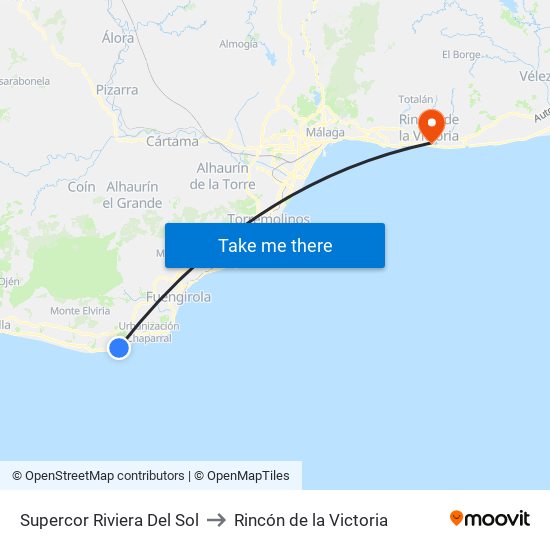 Supercor Riviera Del Sol to Rincón de la Victoria map