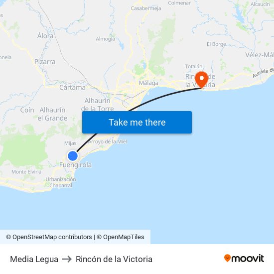 Media Legua to Rincón de la Victoria map