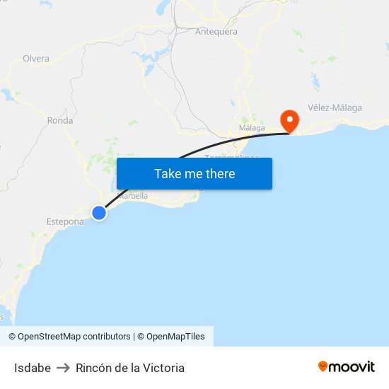 Isdabe to Rincón de la Victoria map