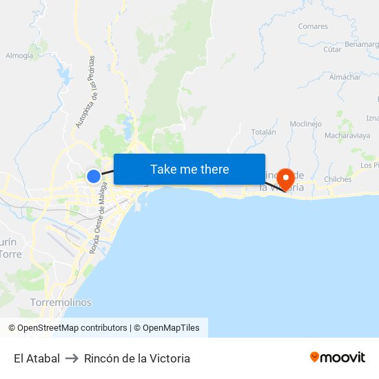 El Atabal to Rincón de la Victoria map