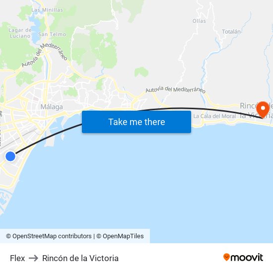 Flex to Rincón de la Victoria map