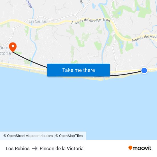 Los Rubios to Rincón de la Victoria map