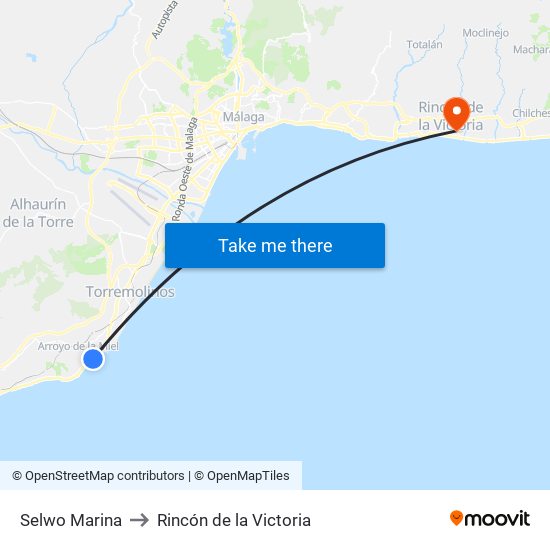 Selwo Marina to Rincón de la Victoria map