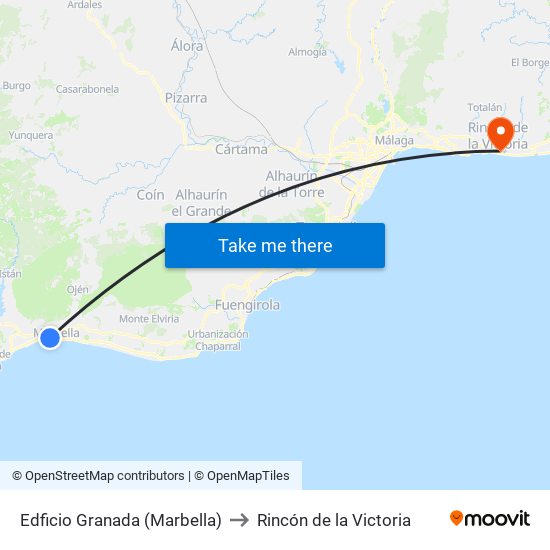 Edficio Granada (Marbella) to Rincón de la Victoria map