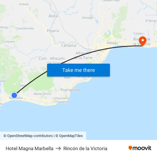 Hotel Magna Marbella to Rincón de la Victoria map
