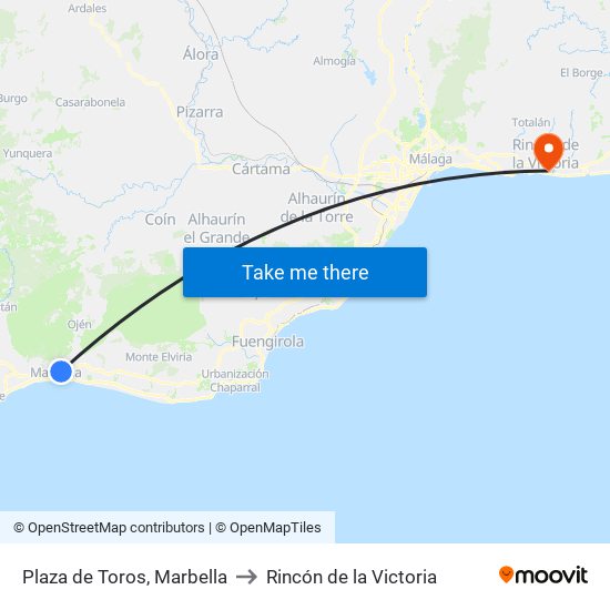 Plaza de Toros, Marbella to Rincón de la Victoria map