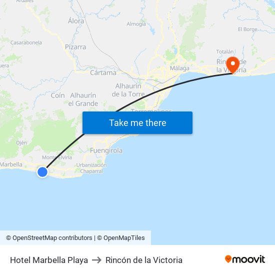 Hotel Marbella Playa to Rincón de la Victoria map