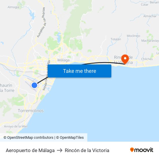 Aeropuerto de Málaga to Rincón de la Victoria map
