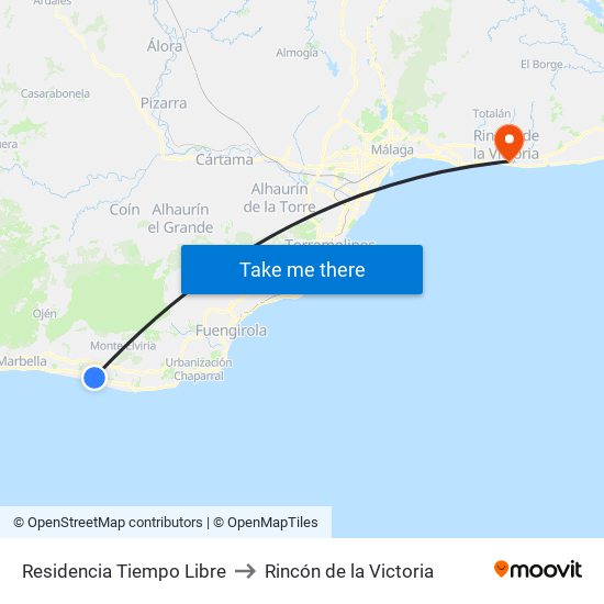 Residencia Tiempo Libre to Rincón de la Victoria map