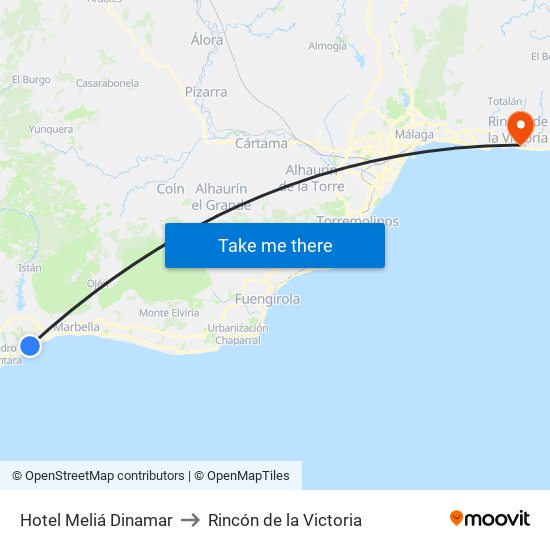 Hotel Meliá Dinamar to Rincón de la Victoria map