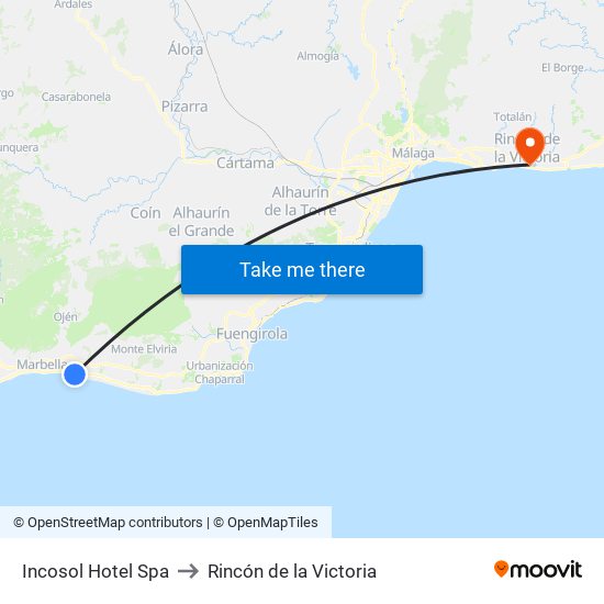 Incosol Hotel Spa to Rincón de la Victoria map