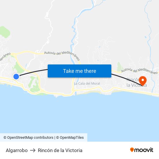 Algarrobo to Rincón de la Victoria map