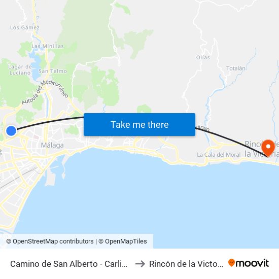 Camino de San Alberto - Carlinda to Rincón de la Victoria map