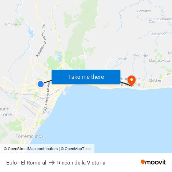 Eolo - El Romeral to Rincón de la Victoria map