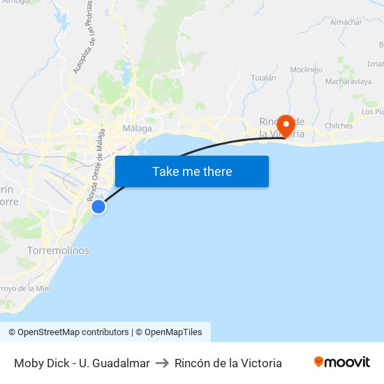 Moby Dick - U. Guadalmar to Rincón de la Victoria map