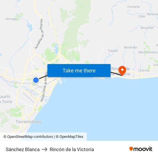Sánchez Blanca to Rincón de la Victoria map
