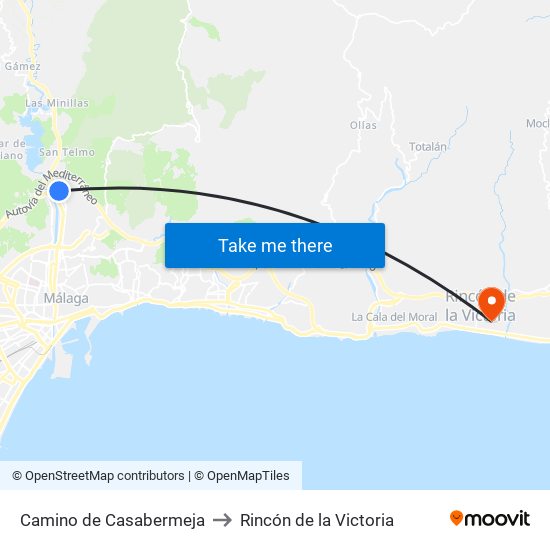 Camino de Casabermeja to Rincón de la Victoria map