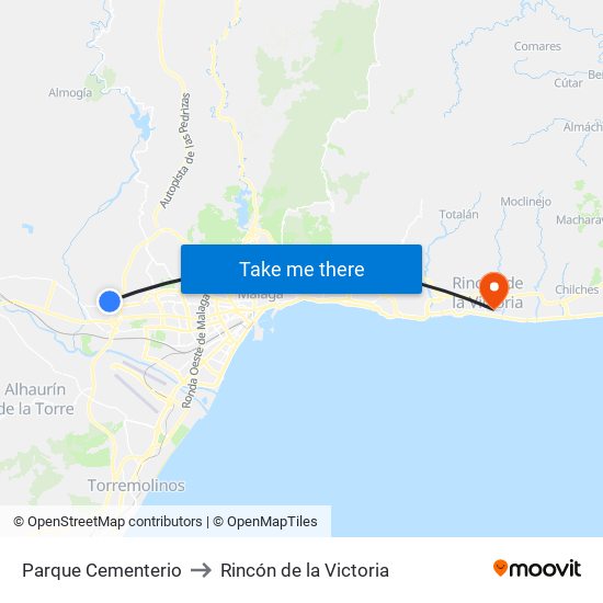 Parque Cementerio to Rincón de la Victoria map