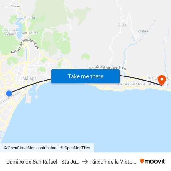 Camino de San Rafael - Sta Julia to Rincón de la Victoria map