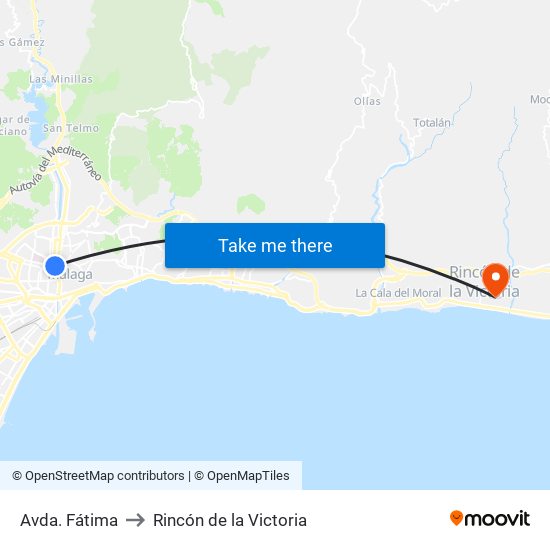 Avda. Fátima to Rincón de la Victoria map