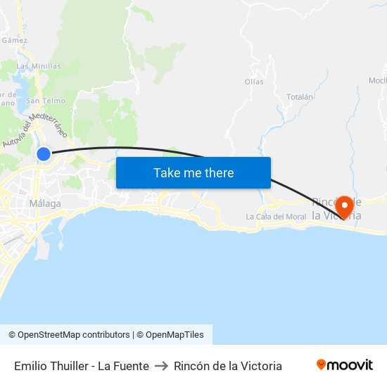 Emilio Thuiller - La Fuente to Rincón de la Victoria map