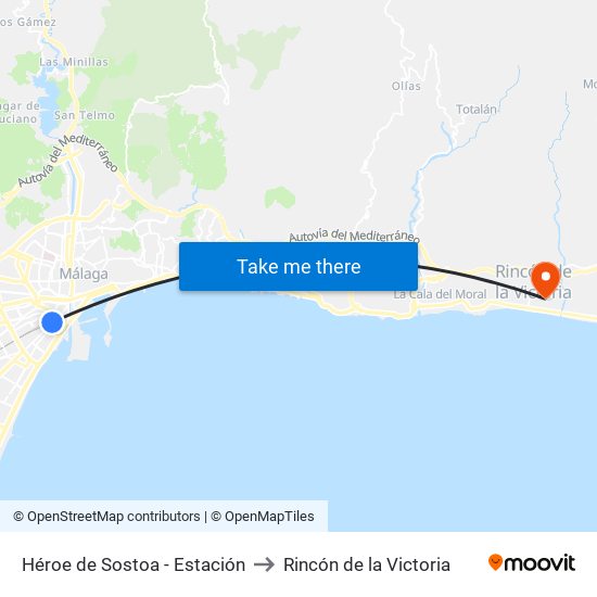 Héroe de Sostoa - Estación to Rincón de la Victoria map