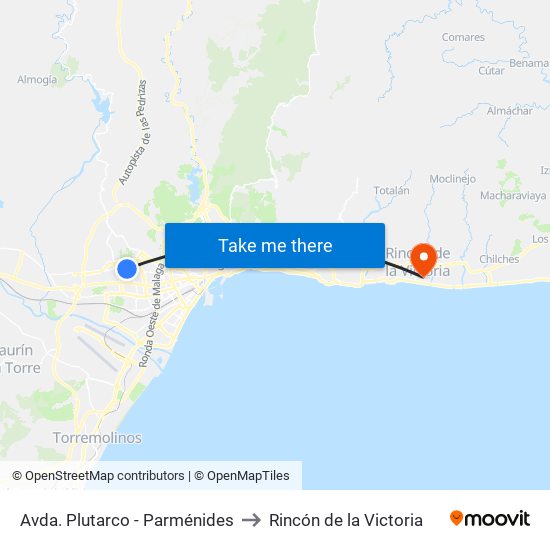 Avda. Plutarco - Parménides to Rincón de la Victoria map