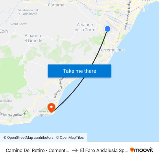 Camino Del Retiro - Cementerio to El Faro Andalusia Spain map
