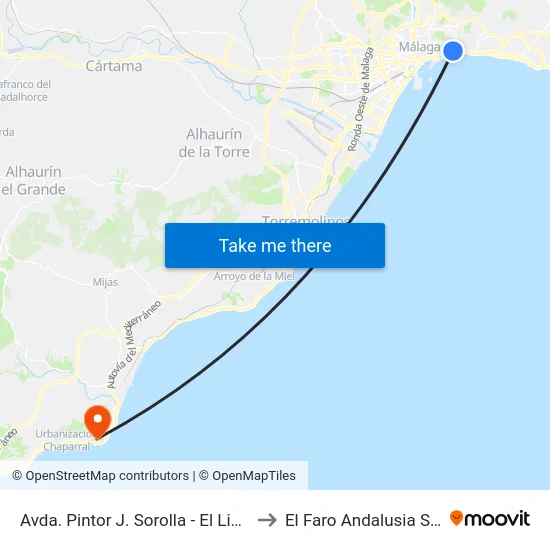 Avda. Pintor J. Sorolla - El Limonar to El Faro Andalusia Spain map