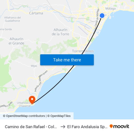 Camino de San Rafael - Colegio to El Faro Andalusia Spain map
