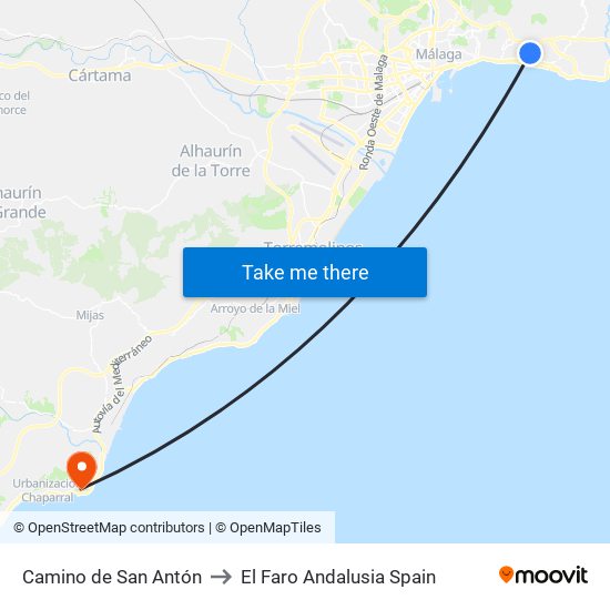 Camino de San Antón to El Faro Andalusia Spain map