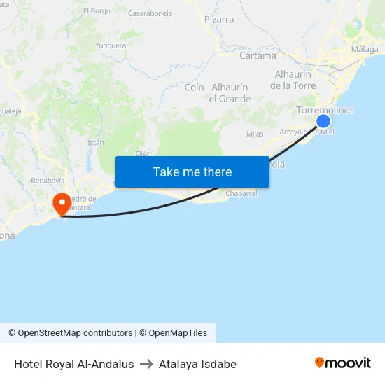 Hotel Royal Al-Andalus to Atalaya Isdabe map