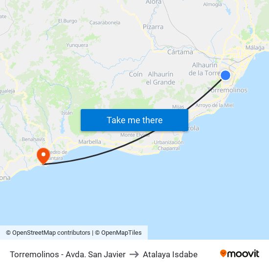 Torremolinos - Avda. San Javier to Atalaya Isdabe map