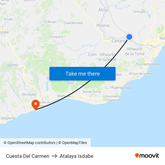Cuesta Del Carmen to Atalaya Isdabe map