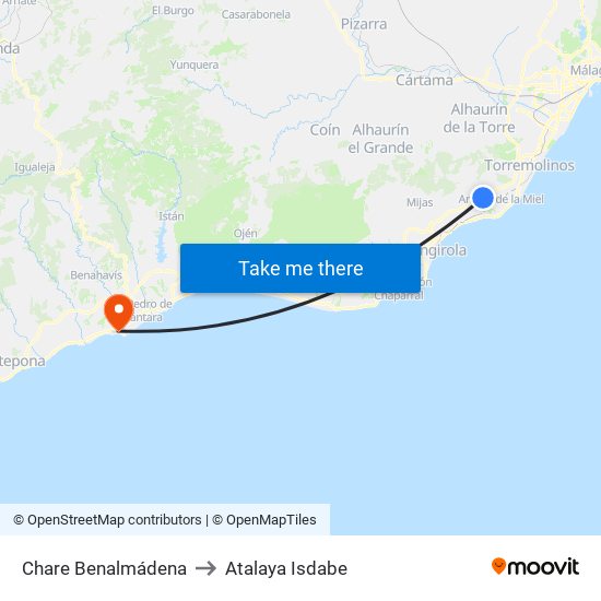 Chare Benalmádena to Atalaya Isdabe map